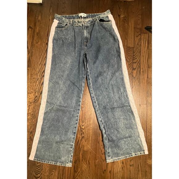 Fashion Nova Bow Lace Trim Denim Size 14 Plus - Picture 4 of 11